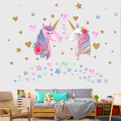 Unicorn Wall Decal,Large Size Unicorn Wall Sticker Decor for Gilrs Kids Bedroom Birthday Party...