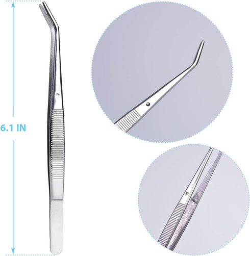 6 Pieces CiviLight Sewing Machine Oil Tweezers College Tweezer Curved Tweezers Precision Stainless Steel 6 Inch Long Serger Tweezers for Craft wit...