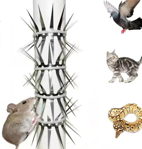 Animal Repeller Defender, Stainless Steel Sharp Blade Spikes Scarer Device,Deterrent Strips Fence for Pipes Acces Silvery...