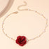 Rose Flower Choker Necklace Vintage Pearl Choker Necklace for Women Floral Choker Rose Choker Bride Wedding Party Summer Necklace (Red)...