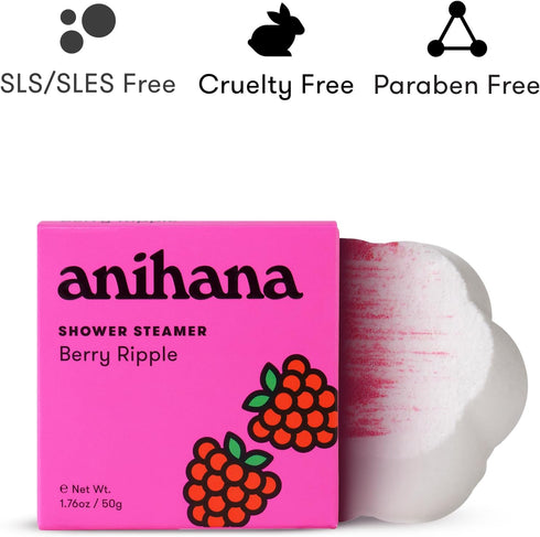 ANIHANA Shower Steamers 4 Pack with Essential Oils Paraben Free Cruelty Free Refreshing Berry Ripple 1.76 oz each...