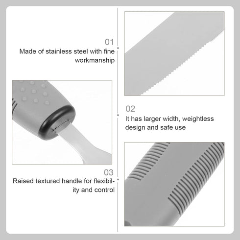 3Pcs Adaptive Utensils Set for Elderly, Weak Hand Grip Weighted & Handicapped, Utensils Silverware Built up Utensils Hand Tremors Spoon | Stainles...