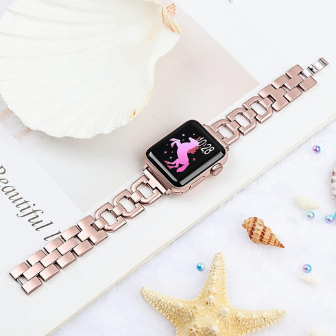 OULUCCI Bands Compatible Apple Watch Bands 41mm 40mm 38mm Women Iwatch Rose Gold Series 9 8 7 6 5 4 3 2 1, D-Shape apple watch bands for women...