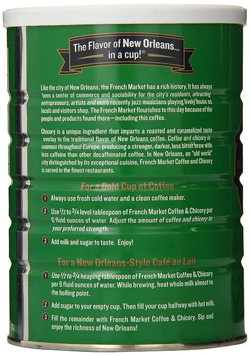 French Market Coffee & Chicory Decaffeinated Medium-Dark Roast Ground Coffee, 12oz Can (Pack of 1)...