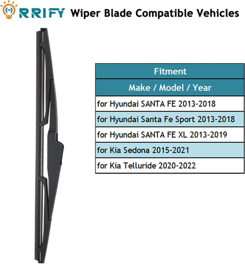 2 Pack 13" Rear Windshield Wiper Blade for Hyundai SANTA FE/Santa Fe Sport 2013-2018, for Kia Sedona 2015-2021, for Kia Telluride 2020-2022 Rear W...