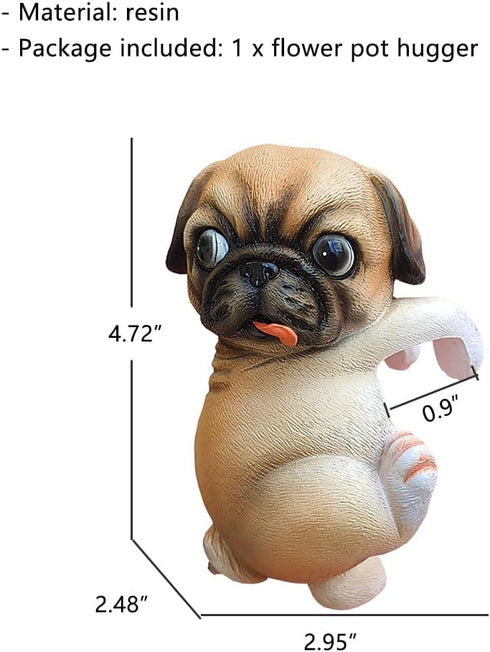 Funny Hanging Resin Dog Flower Pot Hugger Planter Edge Decor Flower Pot Figurine Planter Pot Hanger Decoration for Garden Yard Balcony Starling...