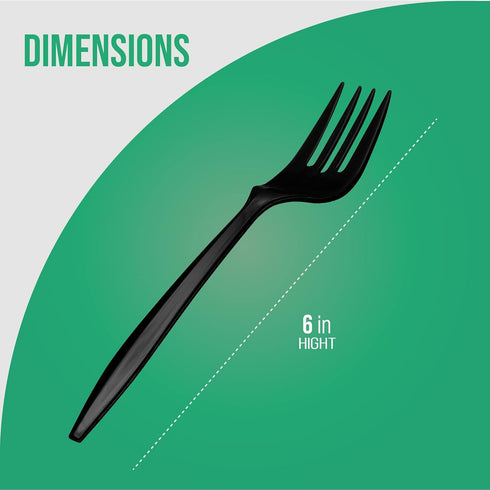 1,000 Plastic Disposable Forks Bulk Black Medium Weight Disposable Silverware Plastic Cutlery Fork...