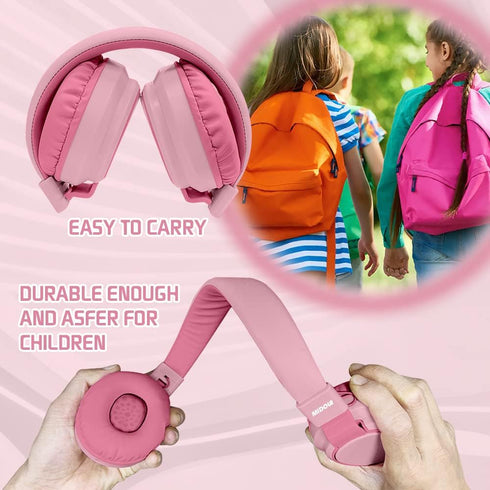 Kids Headphones Bluetooth 5.3 Wireless 60H Play Time Volume Limited 85/110dB Over Ear Foldable Protection Headset/Wired Aux Built-in Mic for Boy G...