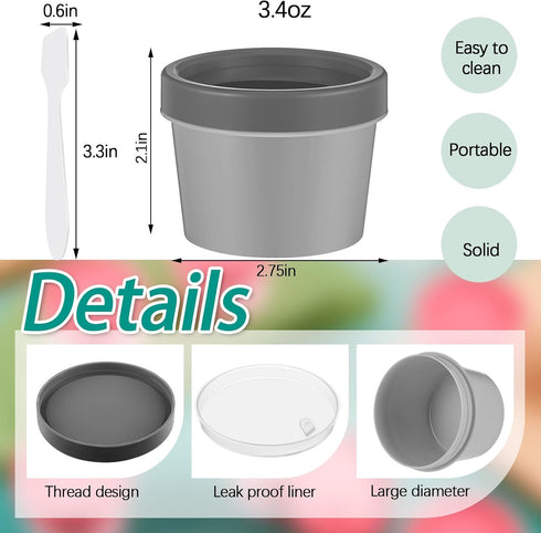 30 Set Plastic Cream Jars with Lids Spoons 3.4oz/100ml Refillable Cosmetic Pot Jars Leakproof Empty Travel Jar Concentrate Containers for Lotion F...
