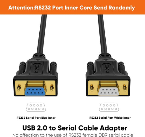 CableCreation USB to RS232 Adapter with PL2303 Chip 3.3 FT, USB 2.0 to RS232 Female DB9 Serial Converter Cable for Cashier Register, Modem, Scanne...