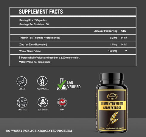 1000MG Spermidine Supplements Fermented Wheat Germ Extract Capsule with 10MG Higher Spermidine & Zinc for Antioxidant, Cell Renewal, Immune System...