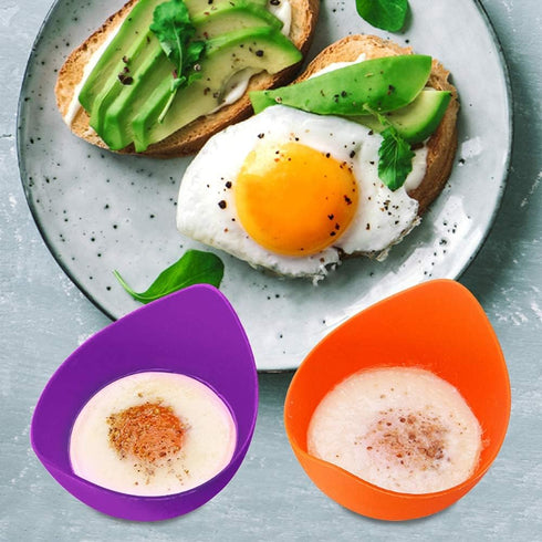 Poached Egg Cooker, Egg Poachers Silicone Egg Poacher Cups with Ring Standers, Non Stick Egg Poaching Cup for Microwave Stovetop Air Fryer Egg Coo...
