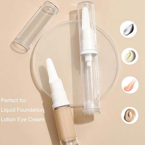 6 Pack Airless Pump Jars Travel Foundation Container, Travel Size Eye Cream Dispenser Empty Refillable Cosmetic Pump Bottles for Lotion Skincare S...
