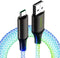 IHAO RGB USB A to Type C Fast Charging Cable Phone Charger High Data Speed Light Up Colourful RGB Current Flowing for All USB C Device-39 Inches...
