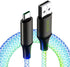 IHAO RGB USB A to Type C Fast Charging Cable Phone Charger High Data Speed Light Up Colourful RGB Current Flowing for All USB C Device-39 Inches...
