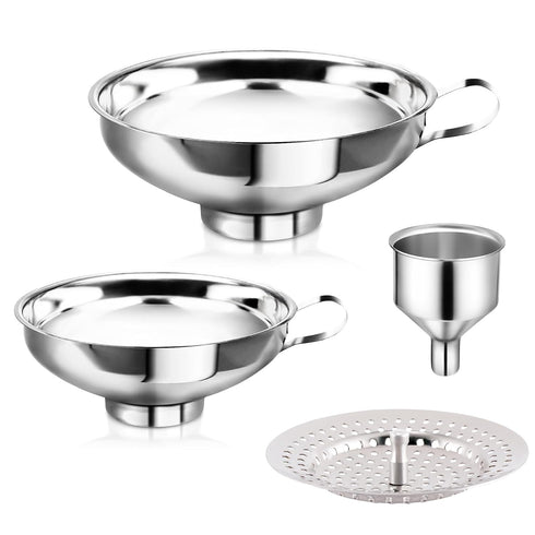 Canning Funnel with Strainer, Food Grade Funnel for Kitchen Use, Metal Large & Small Wide Mouth Funnels for Mason Jars, Stainless Steel & Dishwash...