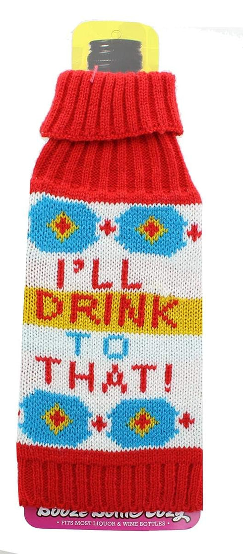 The Coop Knit Booze Bottle Cozy - "I'll Drink To That!"...