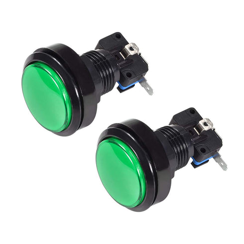 uxcell Game Push Button 46mm Round 12V LED Illuminated Push Button Switch with Micro Switch for Arcade Video Games Green 2pcs...