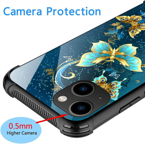 ZHEGAILIAN Case Compatible with iPhone 15 Plus, Emerald Butterfly Case for iPhone 15 Plus for Women Girls,Pattern Design Shockproof Anti-Scratch O...