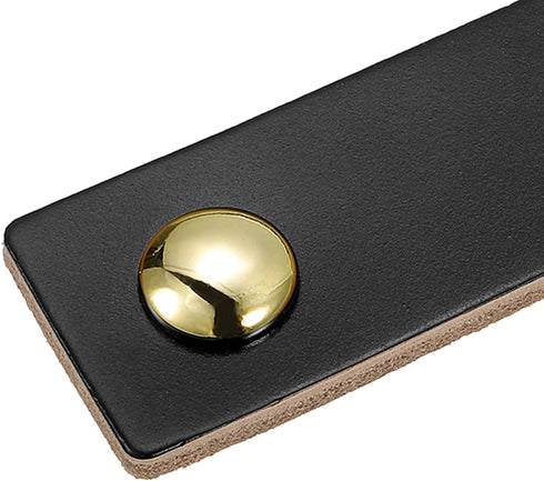 uxcell Leather Drawer Pulls, 2.5" 4Pcs Leather Furniture Handles Drawer Knobs Pulls with Screws for Dressers Drawers Cabinet Doors, Black/Gold/Gol...