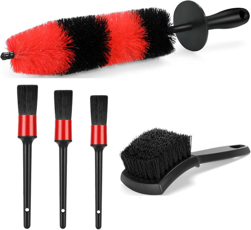 Car Wheel Rim Tire Brush Set, Car Detailing Wash Kit, Long Soft Wheel Brush, Car Detail Brushes Accessories for Automotive Cleaning Wheels, Interi...