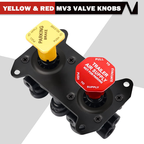 298818N Yellow Semi Truck Parking Brake Knobs and 298817N Red Tractor Trailer Air Brake Knob Set...