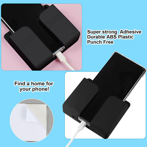 8 Pieces Wall Mount Phone Holder Adhesive Remote Control Storage Box Wall Mount Charging Phone Stand Holder Adhesive Non Slip Media Organizer Stor...