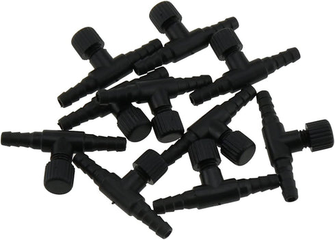 T Shaped Control Valve ZZHXSM 10PCS Black Plastic Aquarium 2 Way Air Line Regulator Connector for Fish Tank Pump with 4mm Air Tube...