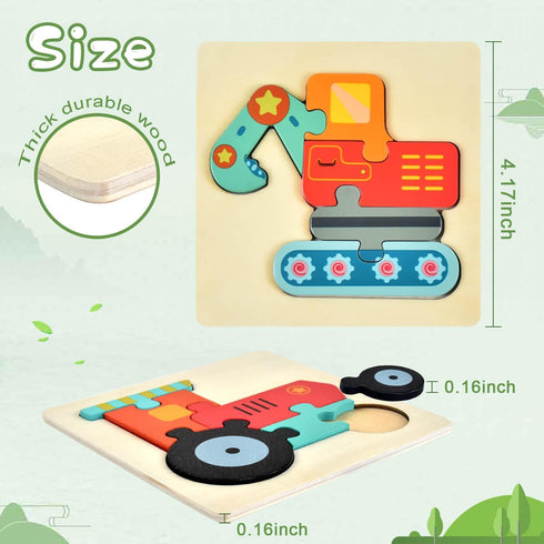 Toddler Puzzles Ages 2-4, 8 Wooden Puzzles for 1-3 Year Olds - Montessori Toy, Easter Basket Fillers, Educational Blocks, Birthday Gift....