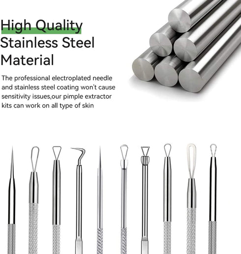 Pimple Popper Tool Kit,Blackhead Remover Tool 5 Pcs Blackhead Extractor Tool for Face Comedone Zit Acne Whitehead Blemish, Stainless Steel Extract...