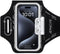 iPhone 16 15 Pro Max & Plus Armband, JEMACHE Gym Workouts Running Phone Arm Band for iPhone 16 15 14 13 12 11 Pro Max/Plus with Airpods Holder (Bl...