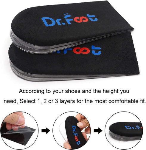 Dr.Foot Adjustable Orthopedic Heel Lift Inserts, Height Increase Insole for Leg Length Discrepancies, Spurs, Heel Pain, Sports Injuries, Achilles ...