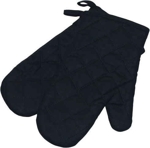 Oven Mitts, Premium Heat Resistant Kitchen Gloves Cotton & Polyester Quilted Oversized Mittens, Black...