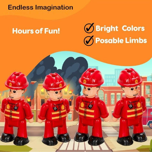 FUNERICA Toy Fireman Action Figures for Kids - Firefighter Figurines Community Helpers Toys - Little People Figures for Firefighter Toys, Fire Tru...