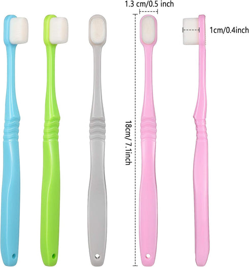 4 Pieces Soft Micro-Nano Manual Toothbrush Extra Soft Bristles Toothbrush with 20,000 Bristles for Fragile Gums Adult Kid Children (Blue and Pink ...