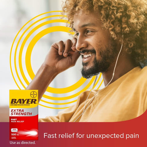 Bayer Extra Strength Aspirin 500 mg, Pain Reliever and Fever Reducer, Powerful Pain Relief of Headache, Muscle Pain, Minor Arthritis Pain, Back Ac...