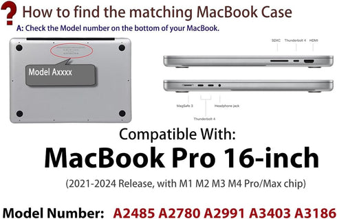 UESWILL Compatible with 2024 2023 2022 2021 Release MacBook Pro 16 inch Case with M4 M3 M2 M1 Pro Max chip & Touch ID, Smooth Matte Hard Shell Cov...