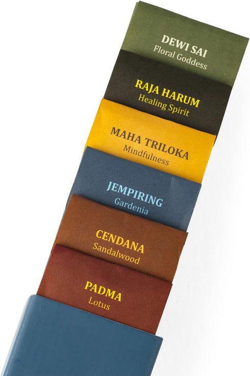 Jembrana Incense Sticks Mix 6 Scents (144 Sticks Total), 24 Sticks Each of Sandalwood, Amber, Maha Triloka, Gardenia, Padma & Raja Harum, Sold by ...