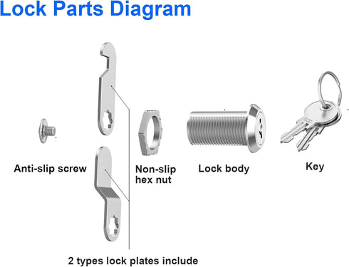 3 Pack Cabinet Locks with Keys, 1-1/8" Cam Lock keyed Alike, Secure Drawer Mailbox File RV Storage Locks Tool Box Locks Replacement Set, Zinc Allo...