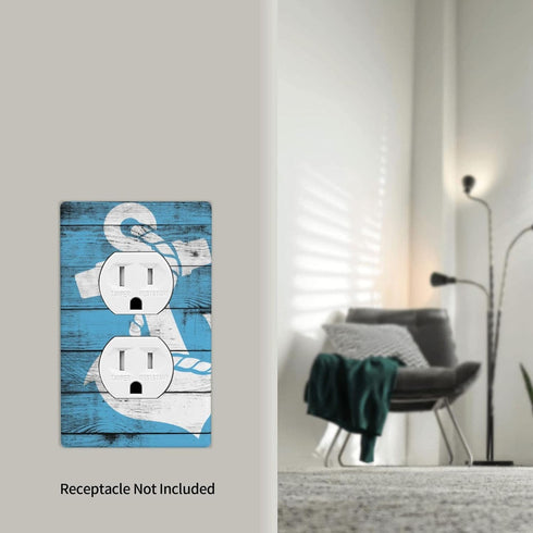 Board Nautical Anchor Single Duplex Outlet Light Switch Plate Cover Decor Wall Plate Cover For Home Bedroom Kitchen Decorative 4.5 * 2.76 Inch...