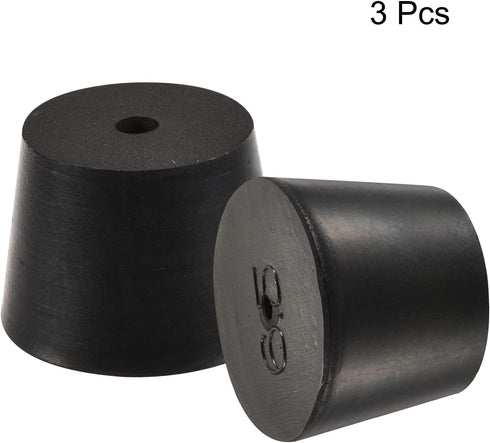 MECCANIXITY Rubber Tapered Plug 27mm to 34mm with Hole Test Tubes Bungs Stopper Black for Lab Home 3 Pieces...