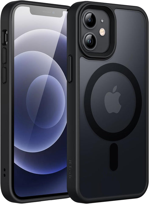 JETech Magnetic Case for iPhone 12 Mini 5.4-Inch Compatible with MagSafe, Translucent Matte Back Slim Shockproof Phone Cover (Black)...