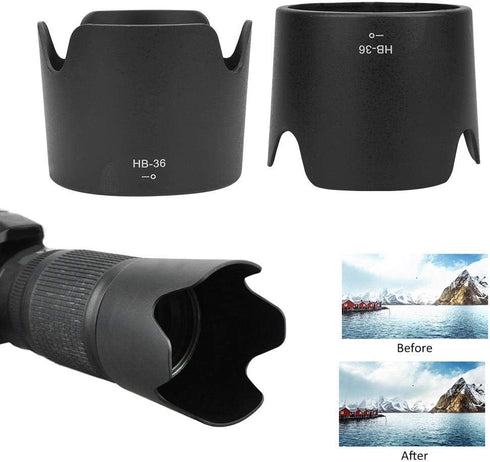 Camera Lens Hood for Nikon Quality Plastic Material Replacement HB-36 Plastic Lens Hood for Nikon AF-S VR Zoom-Nikkor 70-300mm f/4.5-5.6G IF-ED...