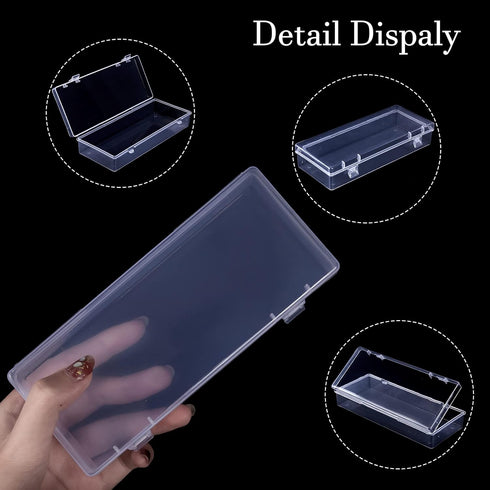 6 Pack Small Plastic Storage Containers with Hinged Lids, Rectangle Clear Plastic Boxes for Beads, Jewelry, Game Pieces and Crafts Items (6.1 x 2....