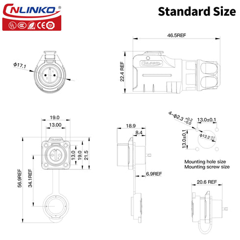 CNLINKO LP12 2/3/4/5/6/7/8pin Male Female Electrical Push Pull Plug with Socket IP67waterproof Plastic Solar Panel Mount Quick-Connect Connectors ...