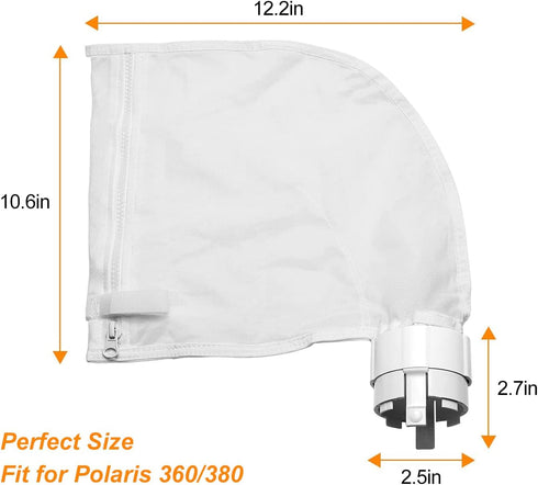 Funmit 360 380 Replacement for Polaris Pool Cleaner Parts, All Purpose Filter Bags - 2 Pack Zipper Filter Bags...