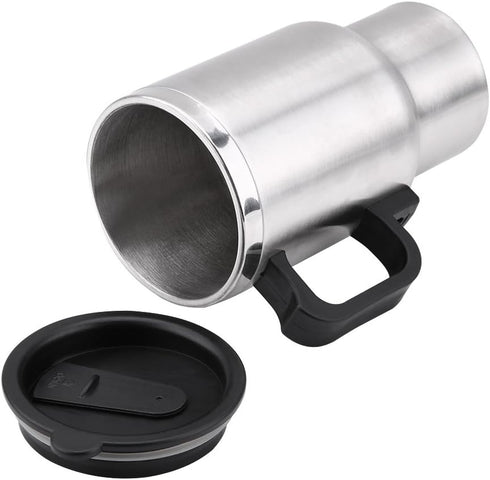 Car Electric Cup, 12V 60W 450ml Electric Incar Stainless Steel Travel Heating Cup Coffee Tea Car Cup Mug for 12V Power Source Cars 16 x 8.5cm...