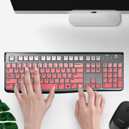 Keyboard Skin for Logitech K120 & MK120 Ergonomic Desktop USB Keyboard - US Layout, Waterproof Anti-Dust?Enhanced Protection and Durability (Pink)...