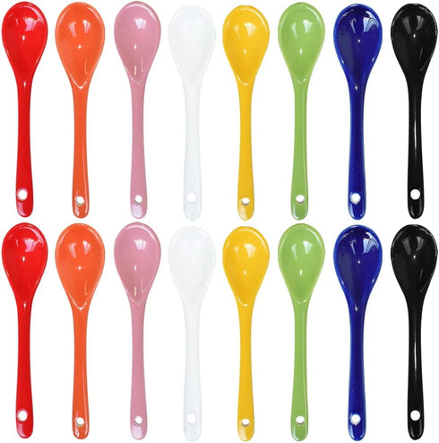 2 Pcs of each 8 Color Porcelain Egg Spoons Ceramic Spoons 5 inch Coffee Dessert Yogurt Tea Milky Tea...