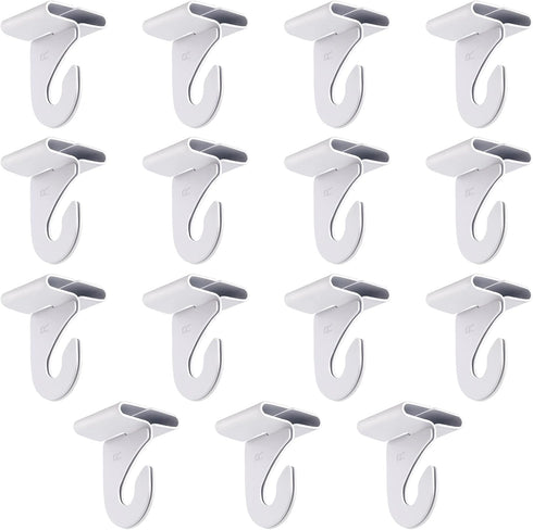 15 Pair Drop Ceiling Hooks for Hanging, White Heavy Duty Ceiling Hooks, Metal T-Bar Hooks, Suspended Ceiling Tile Hook Ceiling Clips for Home Clas...